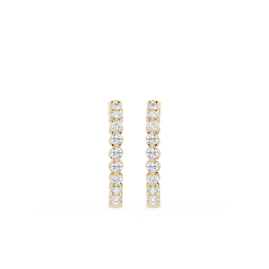 Round Lab Grown Diamond Single Shared Prong Hoop Earrings