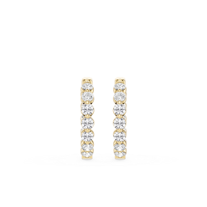 Round Lab Grown Diamond Single Shared Prong Hoop Earrings