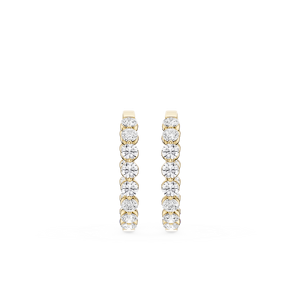 Round Lab Grown Diamond Single Shared Prong Hoop Earrings