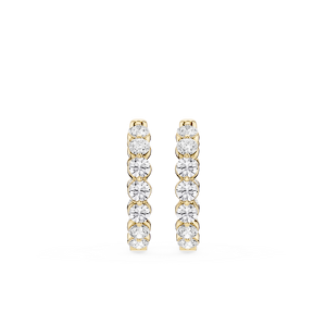 Round Lab Grown Diamond Single Shared Prong Hoop Earrings