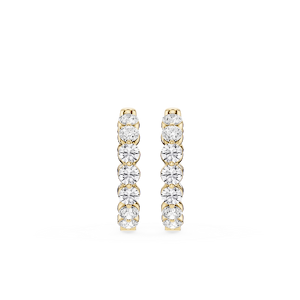 Round Lab Grown Diamond Single Shared Prong Hoop Earrings