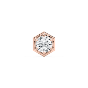 Round Lab Grown Diamond Hexagon Bezel Single Stud Earring