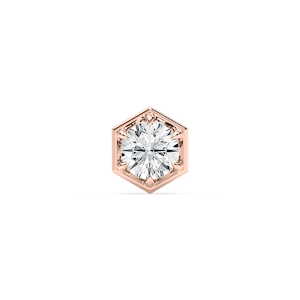 Round Lab Grown Diamond Hexagon Bezel Single Stud Earring
