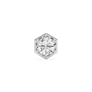 Round Lab Grown Diamond Hexagon Bezel Single Stud Earring