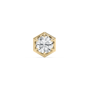 Round Lab Grown Diamond Hexagon Bezel Single Stud Earring