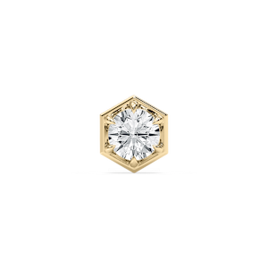Round Lab Grown Diamond Hexagon Bezel Single Stud Earring