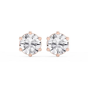 Round Lab Grown Diamond Six Prong Basket Stud Earrings