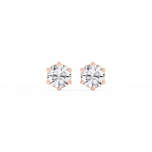 Round Lab Grown Diamond Six Prong Basket Stud Earrings