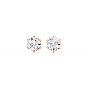 Round Lab Grown Diamond Classic Six Prong Stud Earrings