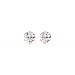 Round Lab Grown Diamond Six Prong Basket Stud Earrings