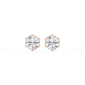 Round Lab Grown Diamond Six Prong Basket Stud Earrings