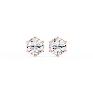 Round Lab Grown Diamond Six Prong Basket Stud Earrings