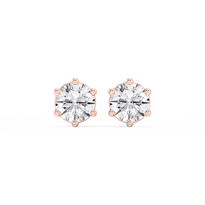 Round Lab Grown Diamond Six Prong Basket Stud Earrings