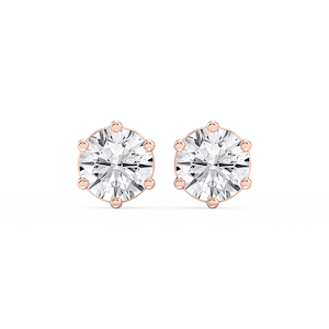 Round Lab Grown Diamond Six Prong Basket Stud Earrings