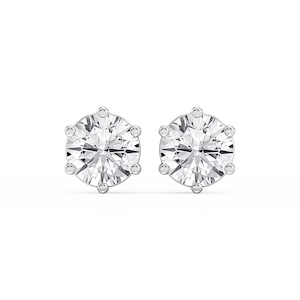 Round Lab Grown Diamond Six Prong Basket Stud Earrings