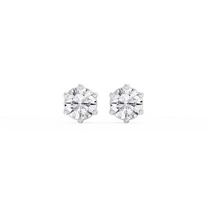 Round Lab Grown Diamond Six Prong Basket Stud Earrings