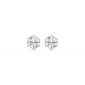 Round Lab Grown Diamond Six Prong Basket Stud Earrings