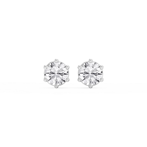 Round Lab Grown Diamond Six Prong Basket Stud Earrings
