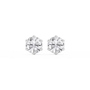 Round Lab Grown Diamond Six Prong Basket Stud Earrings