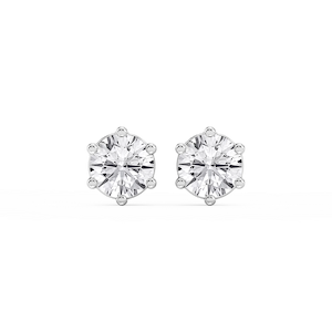 Round Lab Grown Diamond Six Prong Basket Stud Earrings