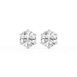 Round Lab Grown Diamond Six Prong Basket Stud Earrings