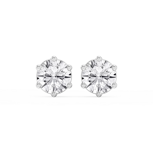 Round Lab Grown Diamond Six Prong Basket Stud Earrings