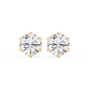 Round Lab Grown Diamond Six Prong Basket Stud Earrings