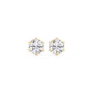 Round Lab Grown Diamond Six Prong Basket Stud Earrings
