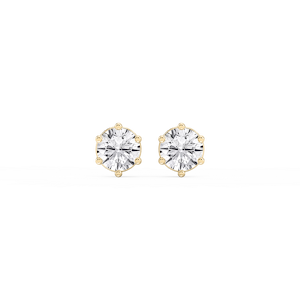 Round Lab Grown Diamond Six Prong Basket Stud Earrings