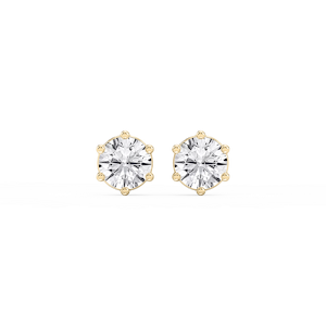 Round Lab Grown Diamond Six Prong Basket Stud Earrings