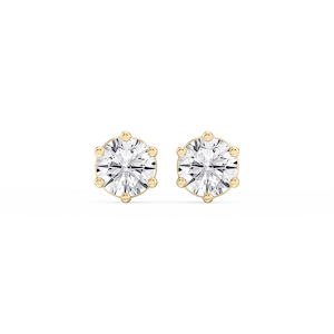 Round Lab Grown Diamond Six Prong Basket Stud Earrings
