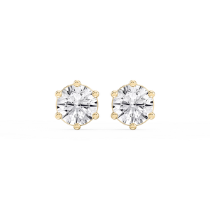 Round Lab Grown Diamond Six Prong Basket Stud Earrings
