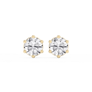 Round Lab Grown Diamond Six Prong Basket Stud Earrings