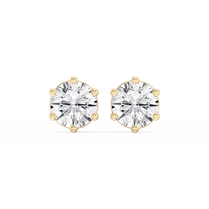 Round Lab Grown Diamond Six Prong Basket Stud Earrings