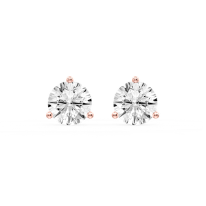 Round Certified Lab Grown Diamond Classic Three Prong Martini Stud Earrings