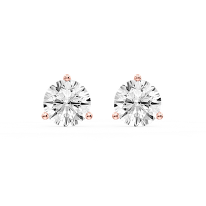 Round Certified Lab Grown Diamond Three Prong Guardian Back Stud Earrings