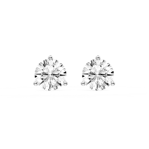 Round Certified Lab Grown Diamond Classic Three Prong Martini Stud Earrings