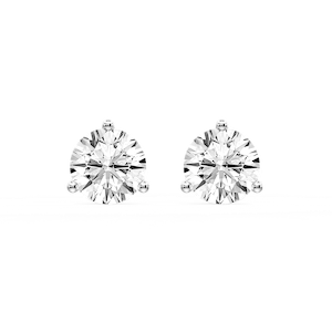 Round Certified Lab Grown Diamond Classic Three Prong Martini Stud Earrings