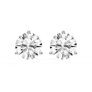 Round Certified Lab Grown Diamond Classic Three Prong Martini Stud Earrings