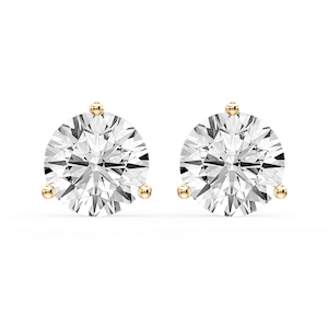 Round Certified Lab Grown Diamond Classic Three Prong Martini Stud Earrings