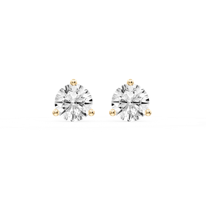 Round Certified Lab Grown Diamond Three Prong Guardian Back Stud Earrings