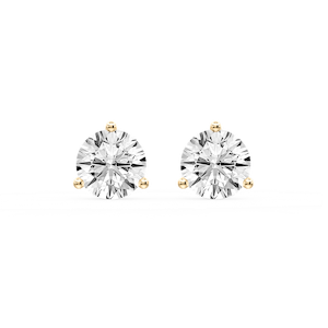 Round Certified Lab Grown Diamond Classic Three Prong Martini Stud Earrings