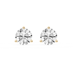 Round Certified Lab Grown Diamond Three Prong Guardian Back Stud Earrings