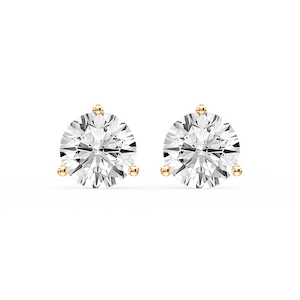 Round Certified Lab Grown Diamond Classic Three Prong Martini Stud Earrings