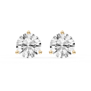 Round Certified Lab Grown Diamond Classic Three Prong Martini Stud Earrings