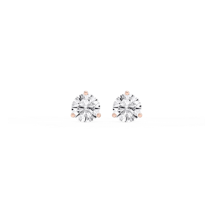 Round Lab Grown Diamond Classic Three Prong Martini Stud Earrings