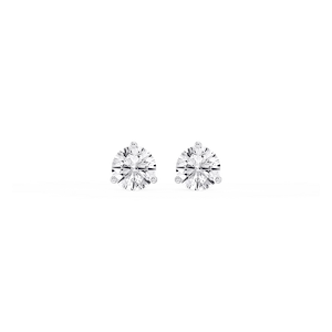 Round Lab Grown Diamond Classic Three Prong Martini Stud Earrings