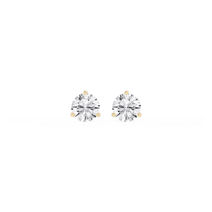 Round Lab Grown Diamond Classic Three Prong Martini Stud Earrings