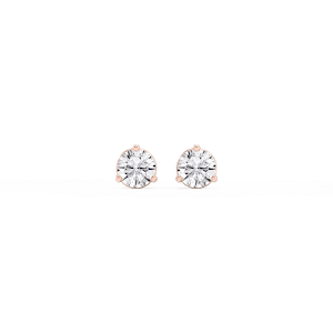 Round Lab Grown Diamond Three Prong Basket Threaded Stud Earrings