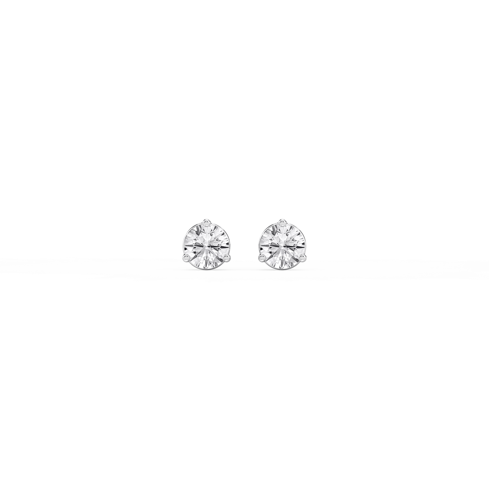 Round Certified Lab Grown Diamond Three Prong Basket Threaded Stud Earrings